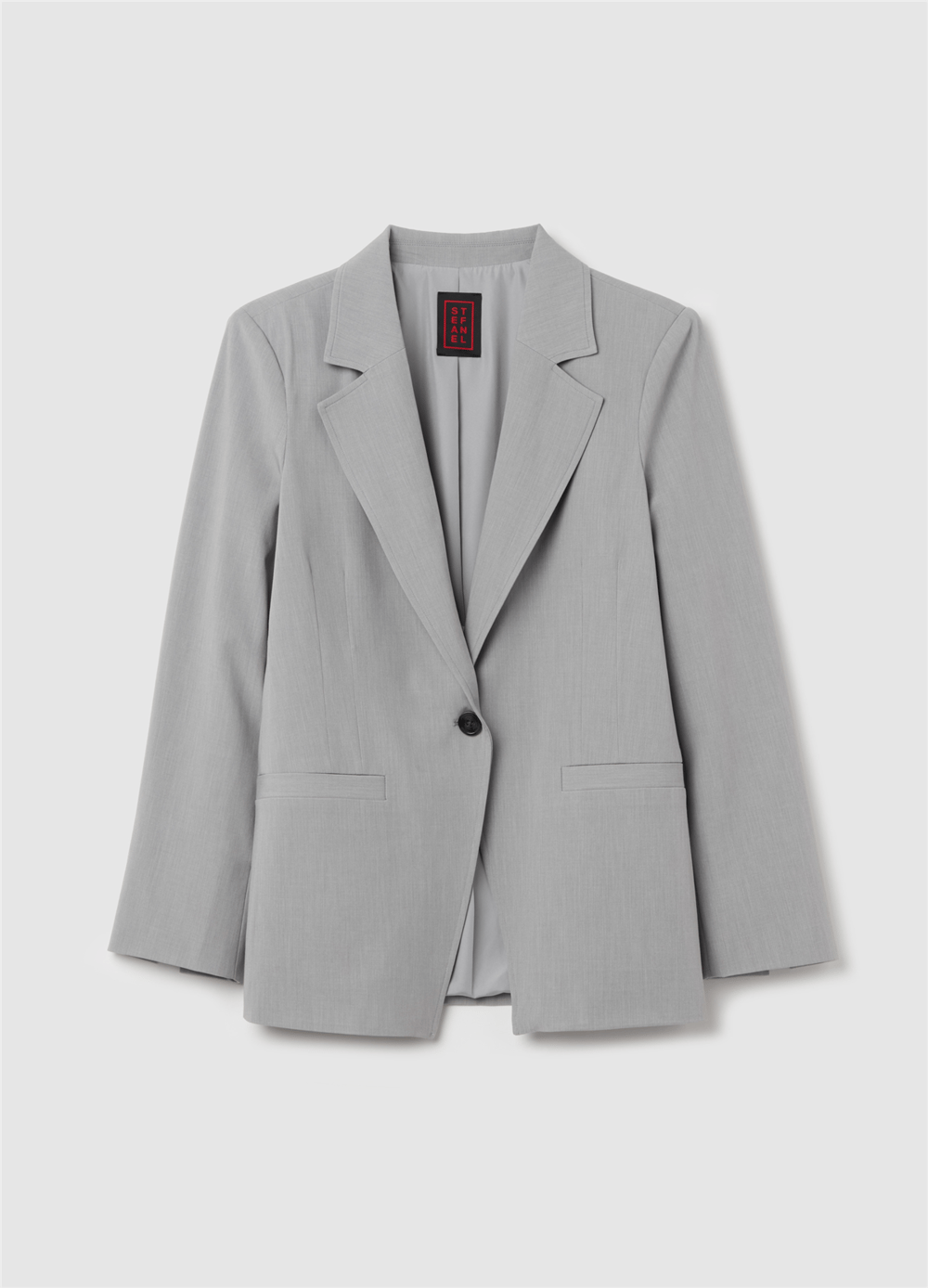 Tek Düğmeli Gri Blazer