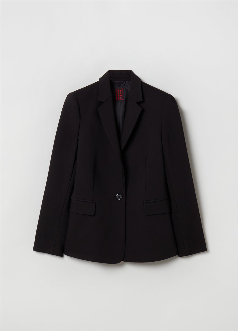 Tek Renkli Tek Sıra Düğmeli Siyah Blazer