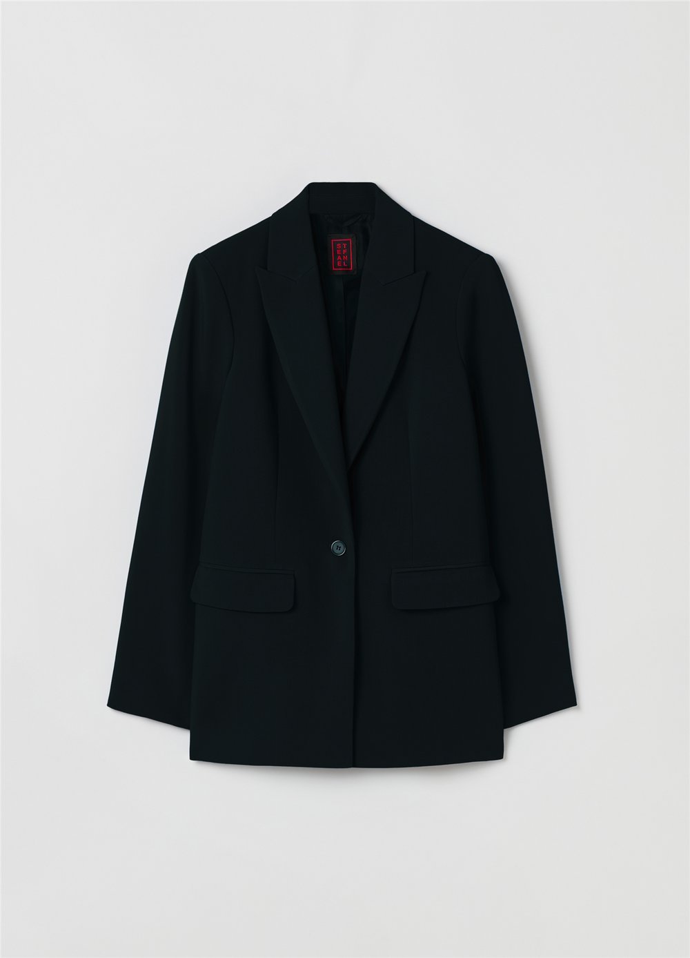 Tek Sıra Düğmeli Düz Kesim Siyah Blazer Ceket