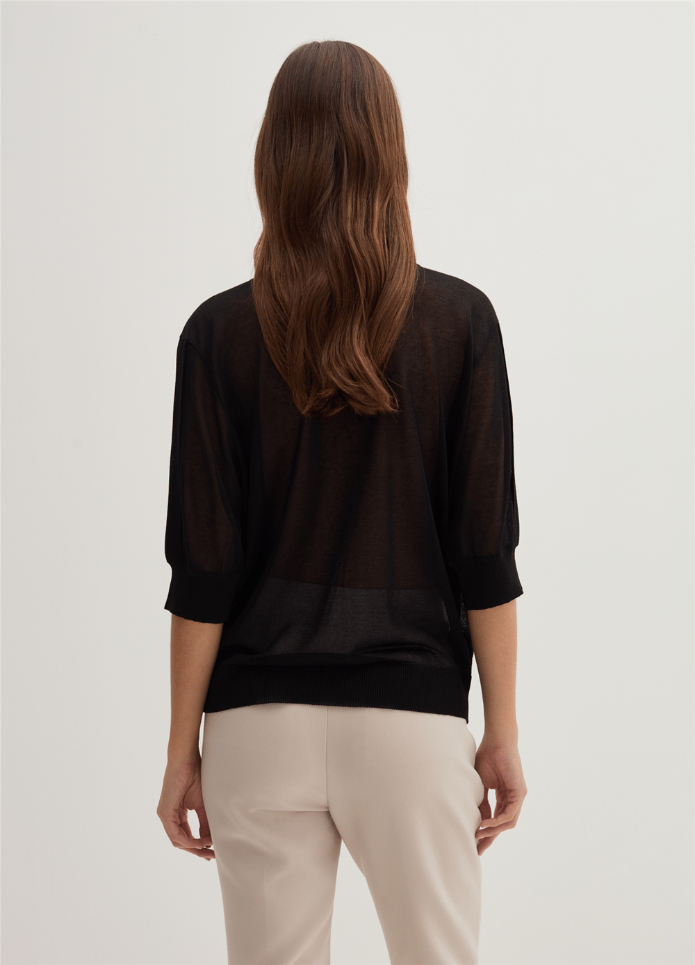 Transparan Görünümlü Oversize Siyah Bluz