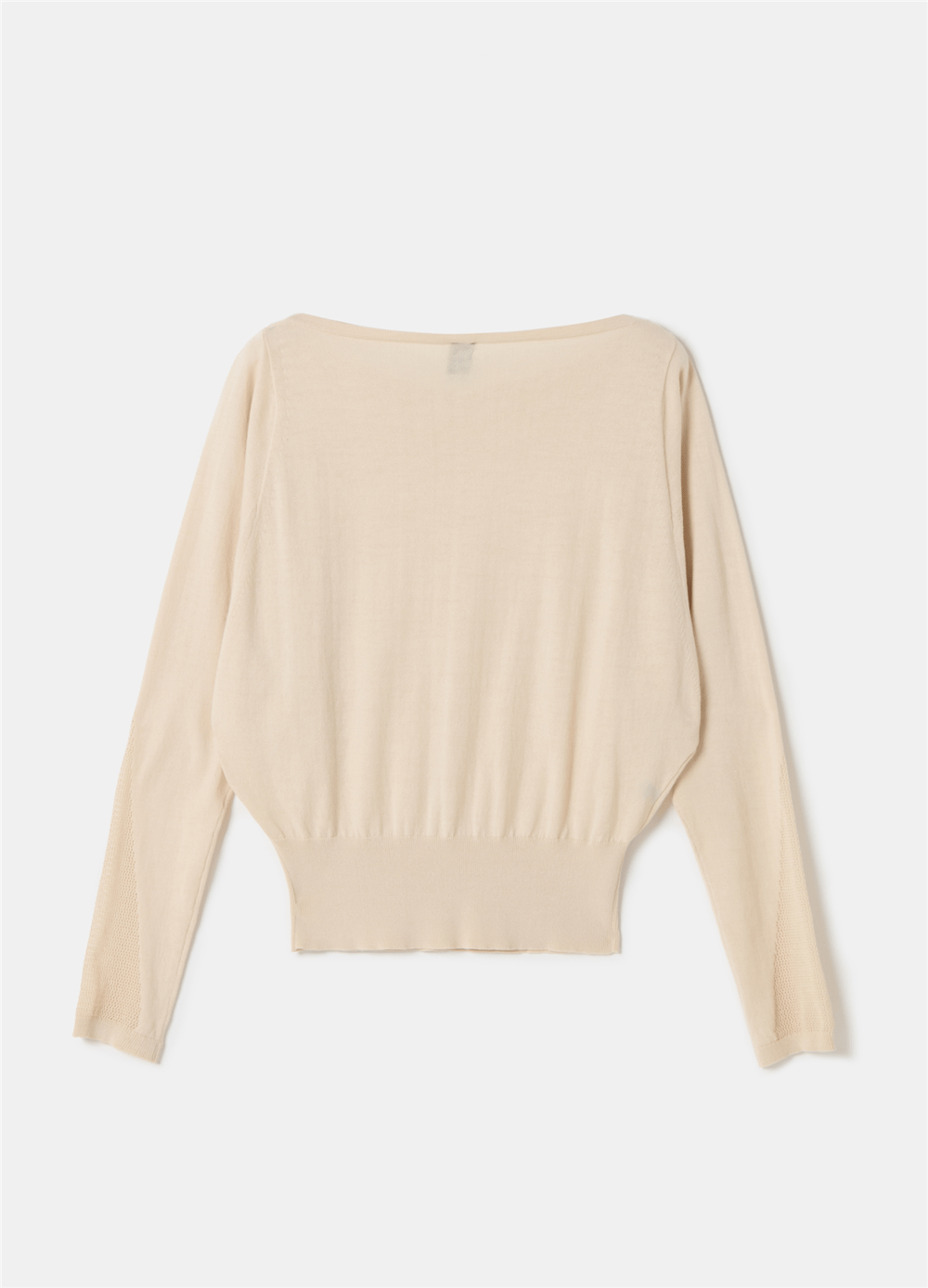 Tül Detaylı Crêpe Crop Bej Bluz
