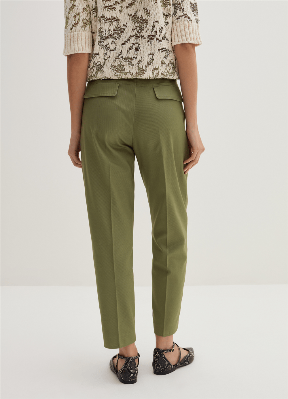 Twill Kumaş Yeşil Havuç Kesim Pantolon