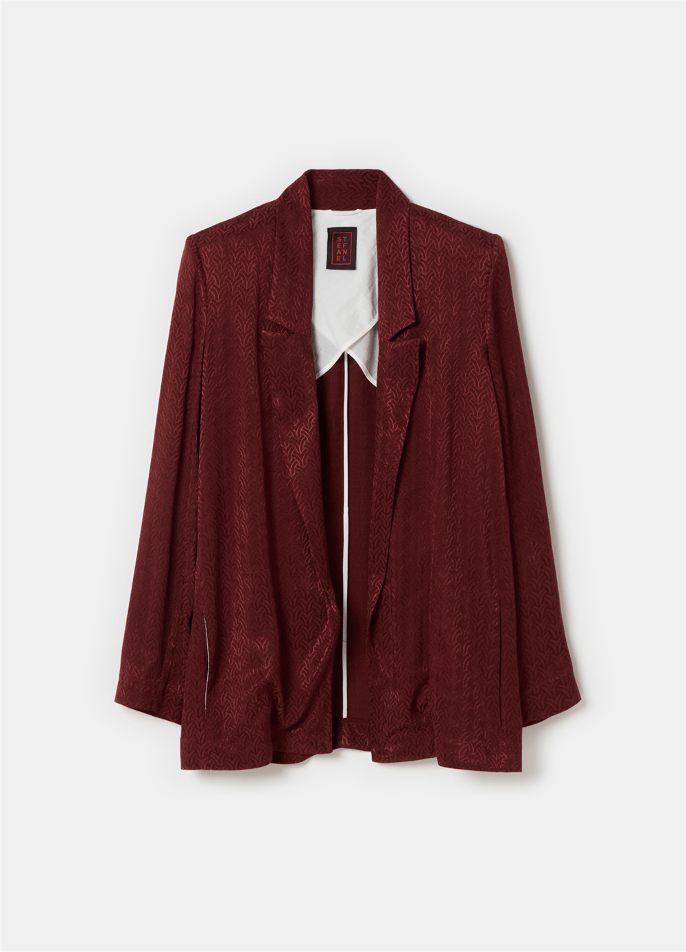 Viskon Jakarlı Açık Model Bordo Blazer