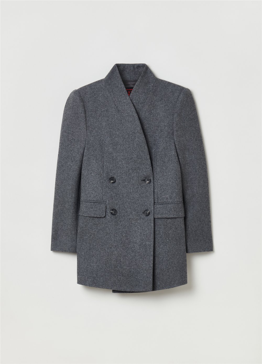 Yakasız Kruvaze Gri Blazer