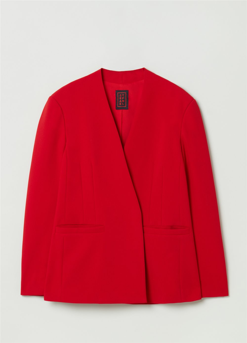 Yan Yırtmaçlı Kırmızı Kruvaze Blazer