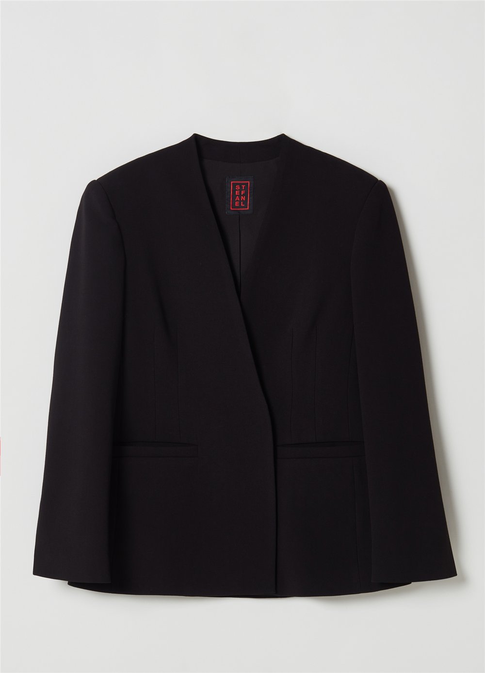 Yan Yırtmaçlı Siyah Kruvaze Blazer