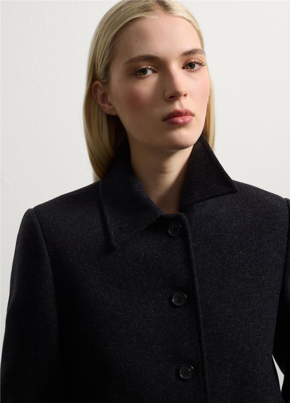Yün Karışımlı Dar Kesim Blazer Ceket