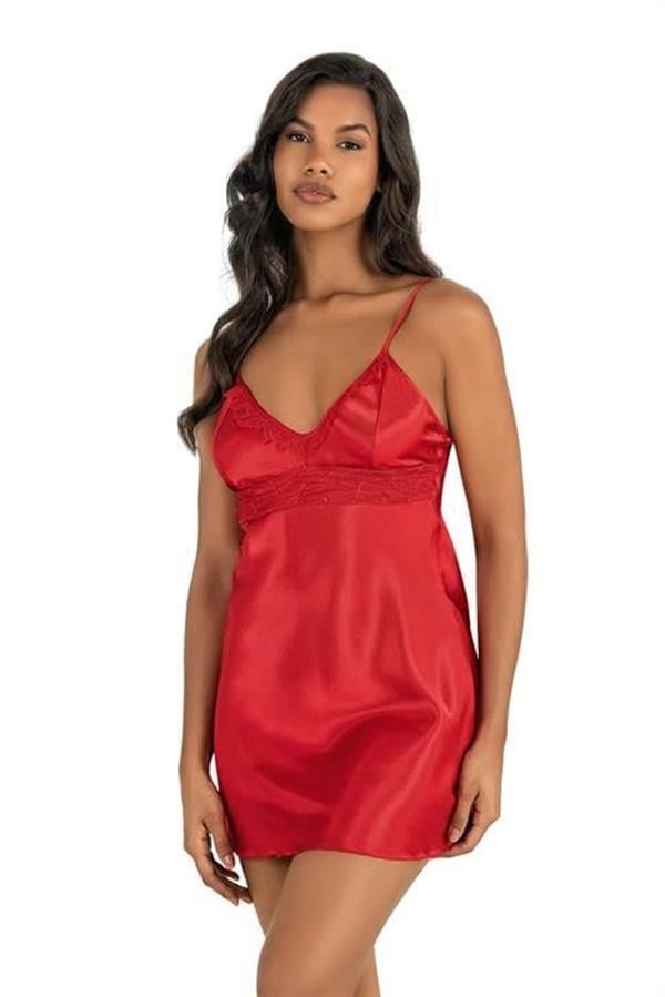Arias Closet Kırmızı Kısa Saten Gecelik