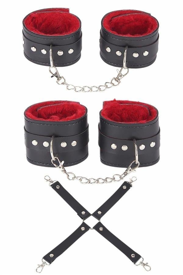 Siyah Kırmızı Harness Fantezi Aksesuar Set