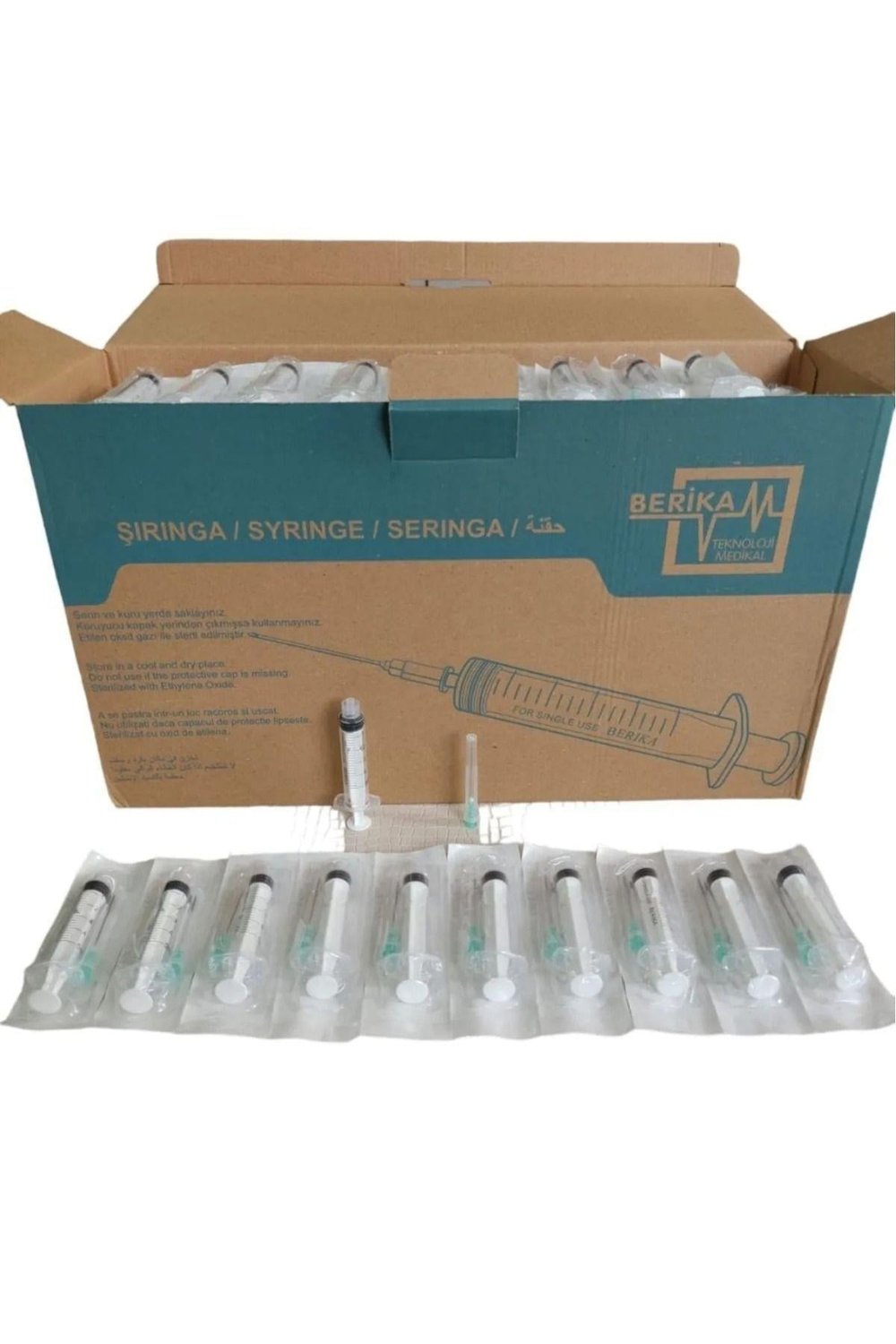 5 Cc ml Luer Lock Enjektör 21g 38 Mm Iğneli (YEŞİL UÇ) 250 Li Kutu