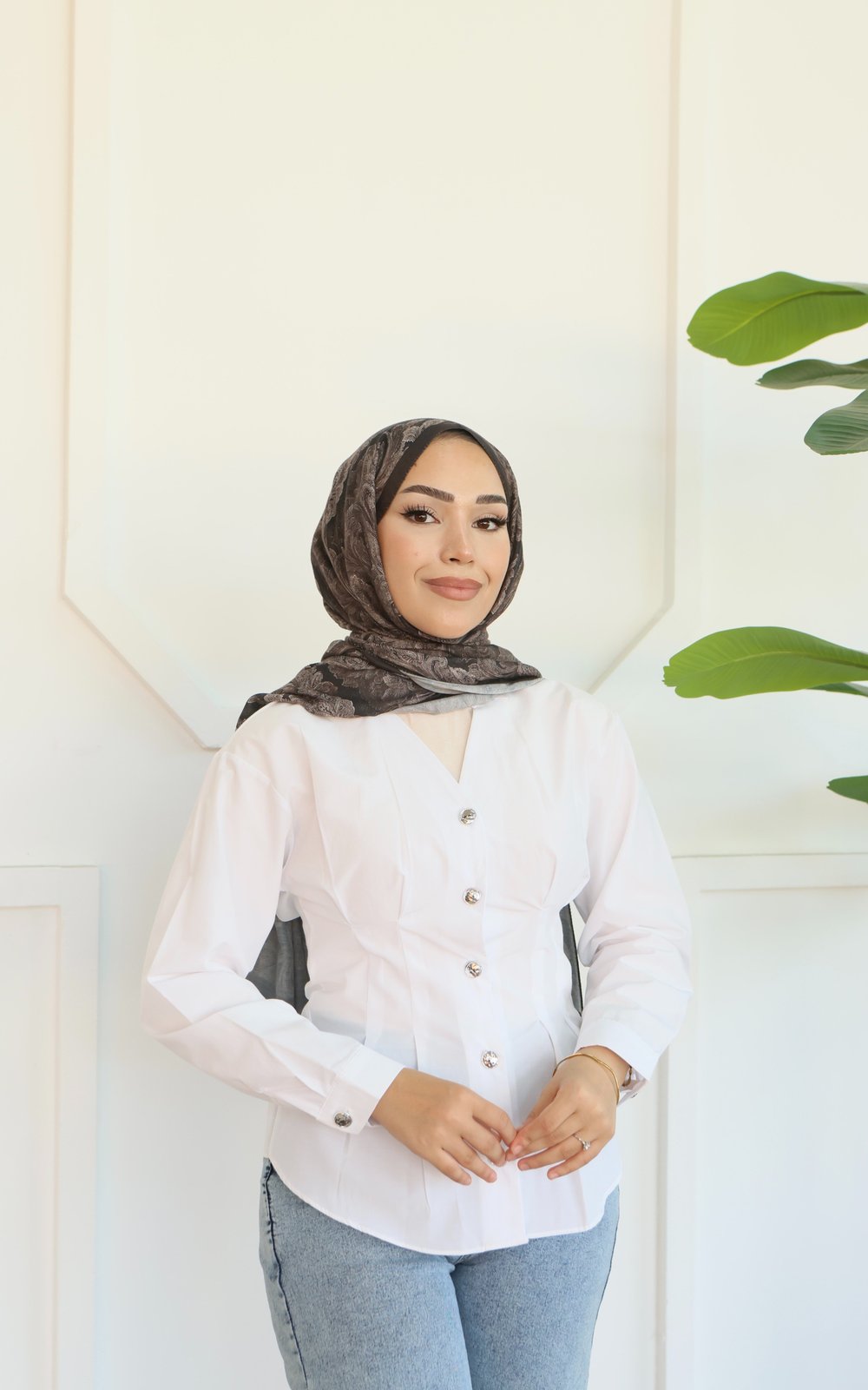 Peplum Bel Oturtmalı Gömlek - Beyaz
