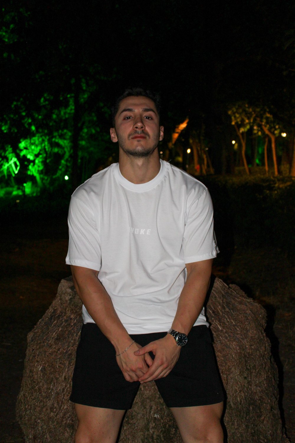Evoke Logo Rubber Baskı Oversize Erkek T-shirt