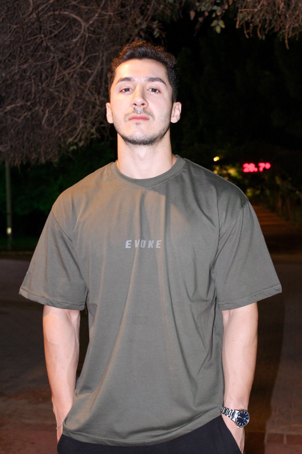 Evoke Logo Rubber Baskı Oversize Erkek T-shirt