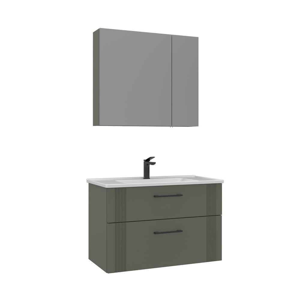Bari 80 cm Banyo Dolabı Takımı (Ayna Dolaplı)