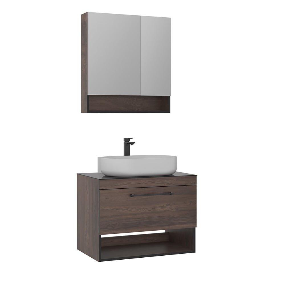 Knidos 90 cm Banyo Dolabı Takımı (Ayna Dolaplı)