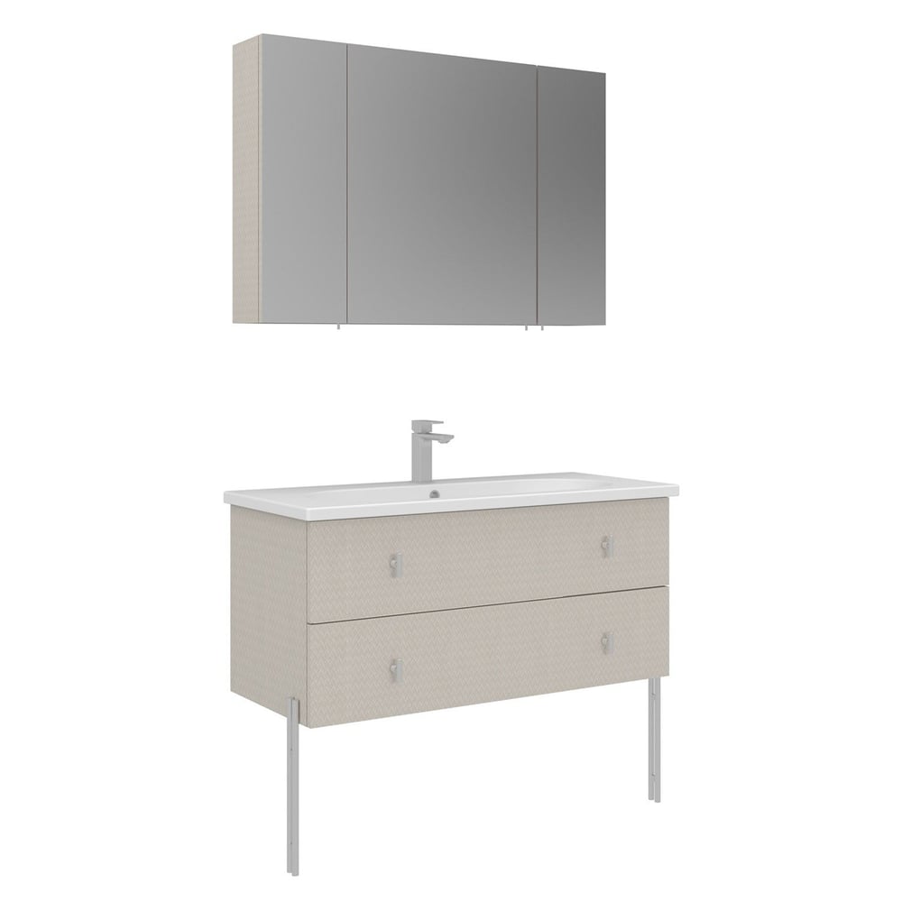 Milazzo 100 cm Ayaklı Banyo Dolabı Takımı (Ayna Dolaplı)