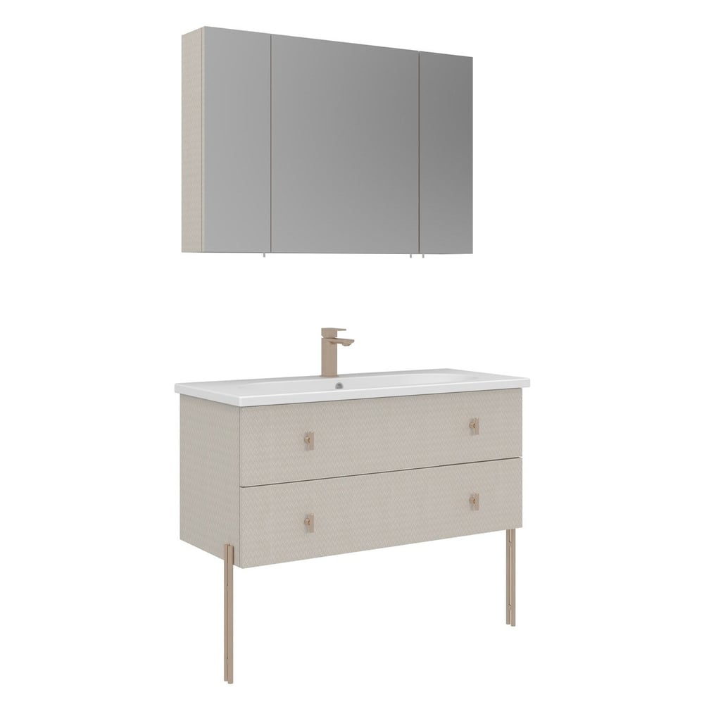 Milazzo 100 cm Ayaklı Banyo Dolabı Takımı (Ayna Dolaplı)