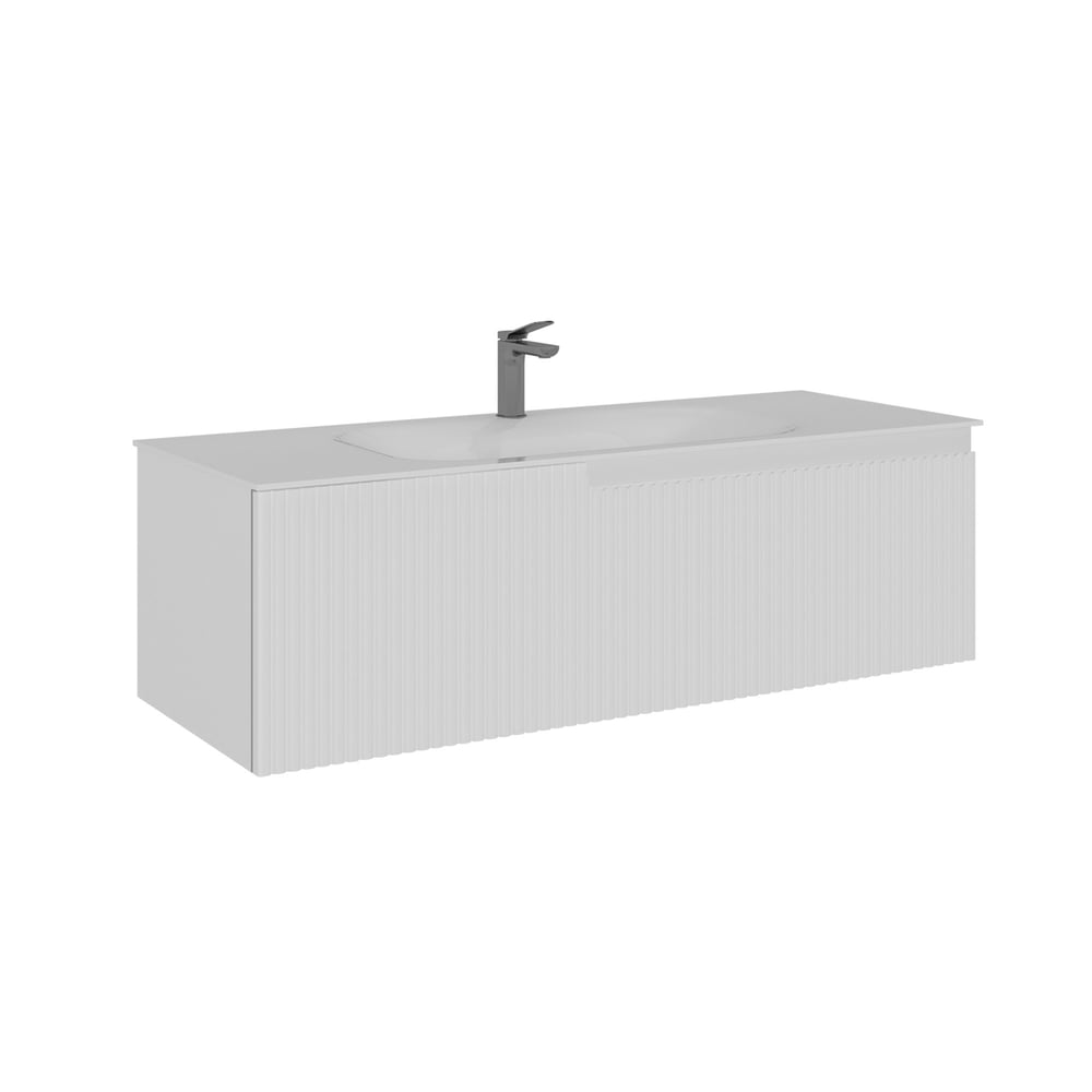 Moonlight 120 cm Tek Çekmeceli Cam Lavabolu Banyo Alt Dolabı