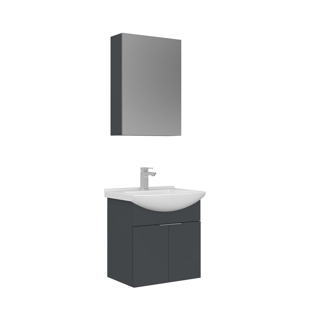 Purus 55 cm Asma Banyo Dolabı Takımı (Ayna Dolaplı)