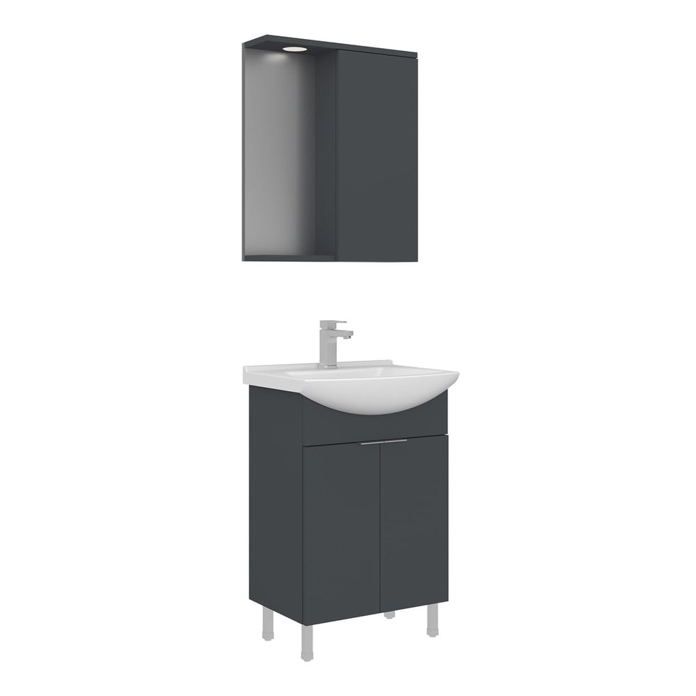 Purus 55 cm Ayaklı Banyo Dolabı Takımı (Spot Aynalı)