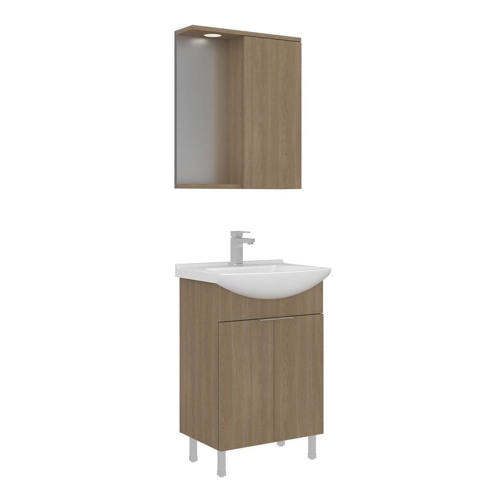 Purus 55 cm Ayaklı Banyo Dolabı Takımı (Spot Aynalı)
