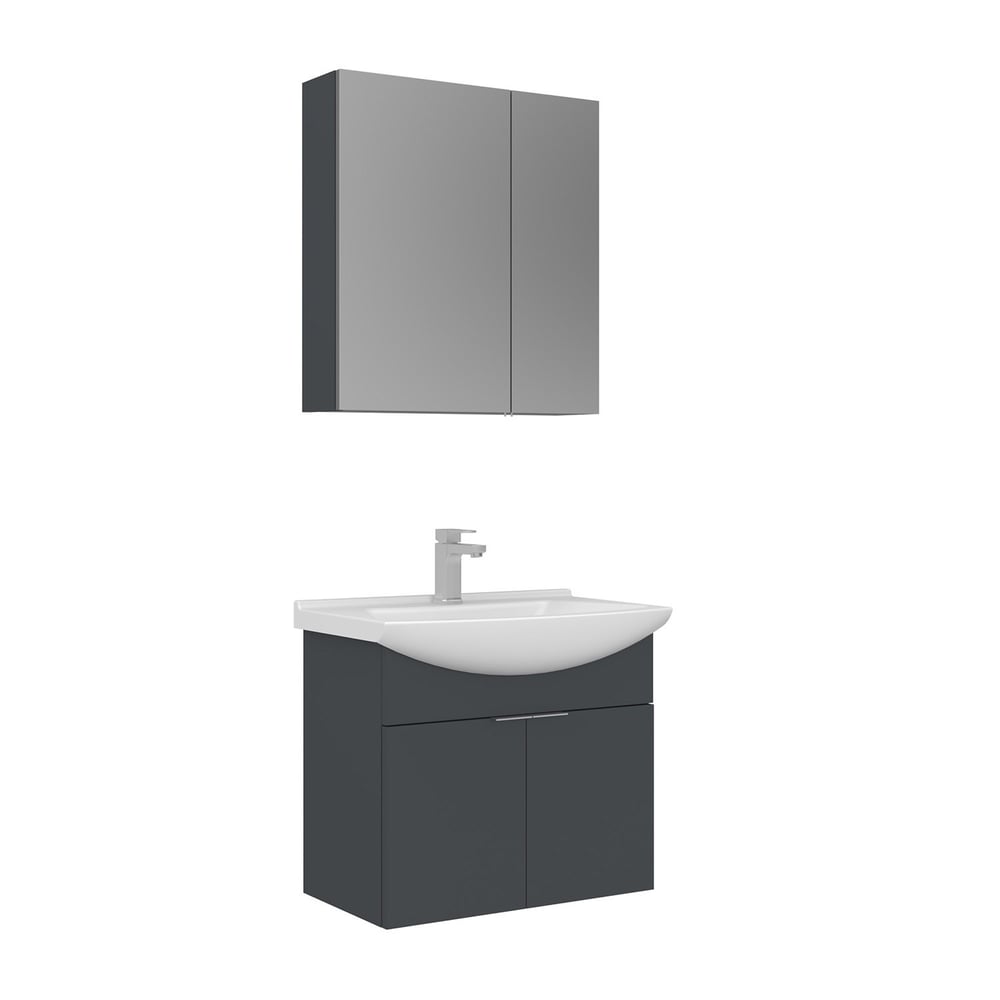Purus 65 cm Asma Banyo Dolabı Takımı (Ayna Dolaplı)