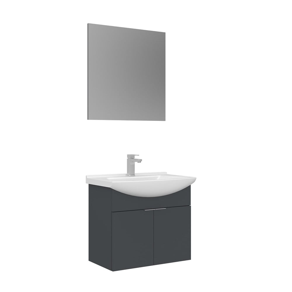 Purus 65 cm Asma Banyo Dolabı Takımı (Düz Aynalı)