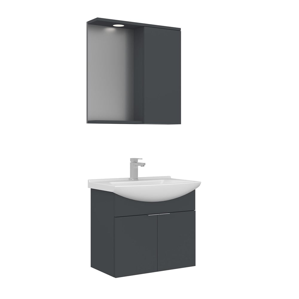 Purus 65 cm Asma Banyo Dolabı Takımı (Spot Aynalı)