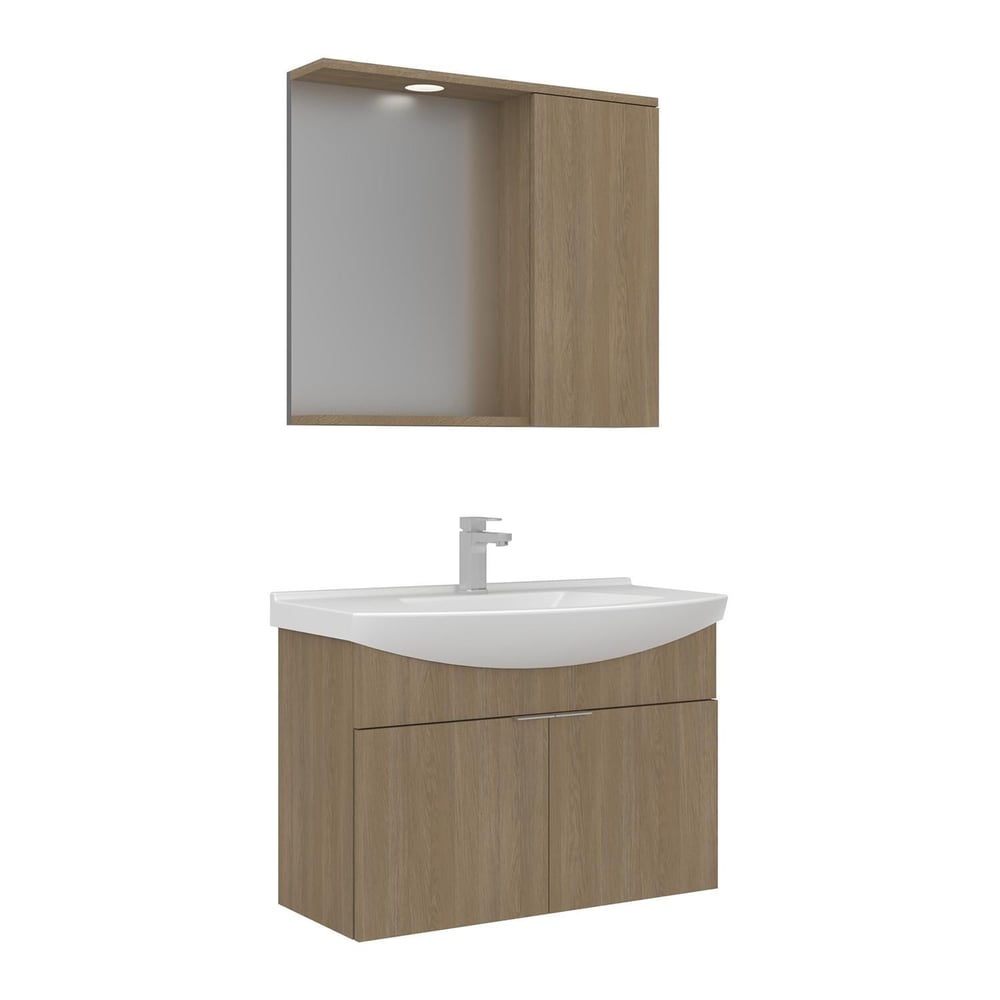 Purus 80 cm Asma Banyo Dolabı Takımı (Spot Aynalı)