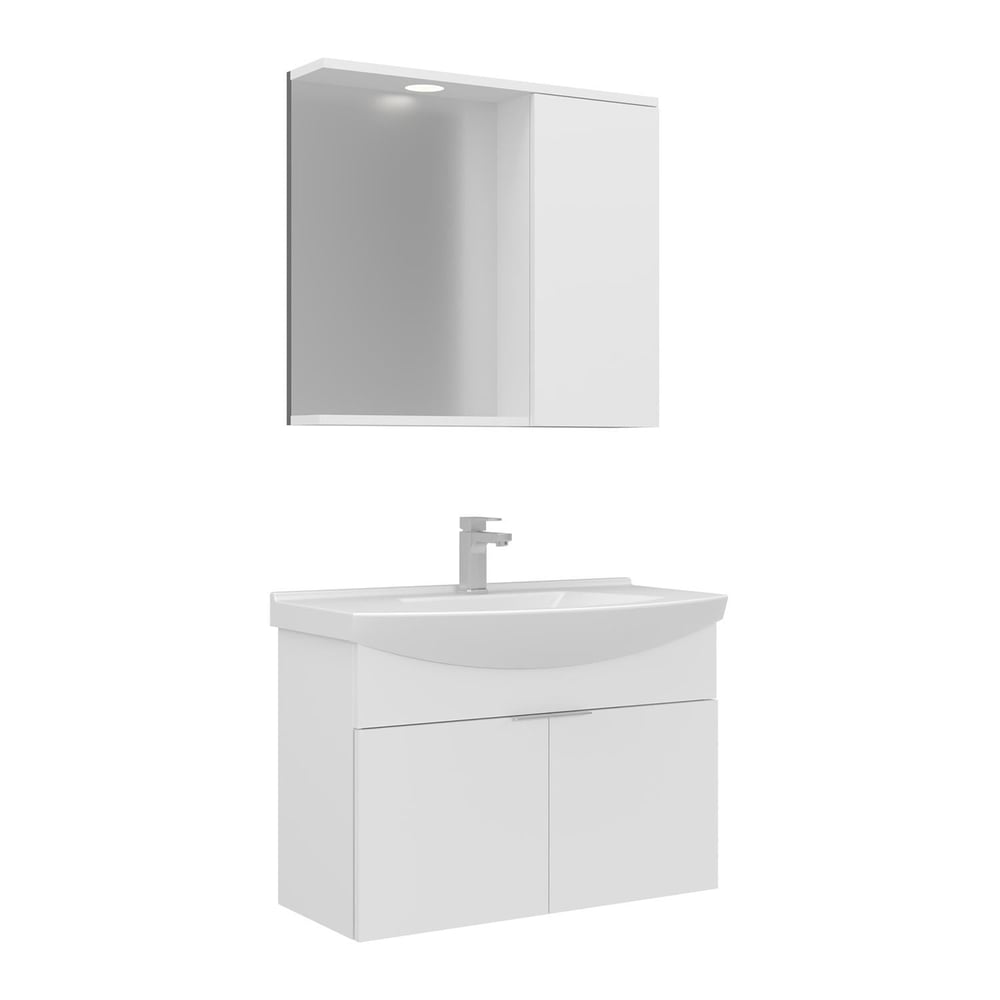 Purus 80 cm Asma Banyo Dolabı Takımı (Spot Aynalı)
