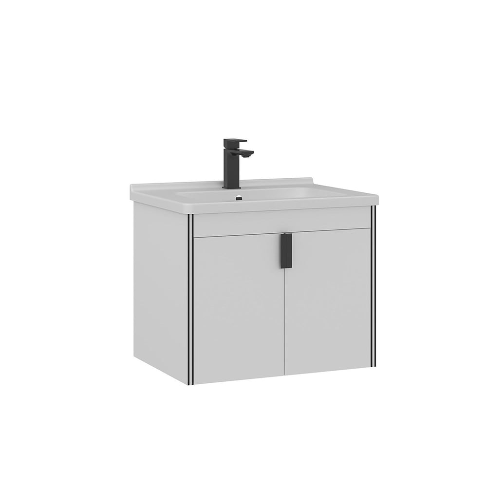 Trio 65 cm Asma Lavabolu Banyo Alt Dolabı Kapaklı