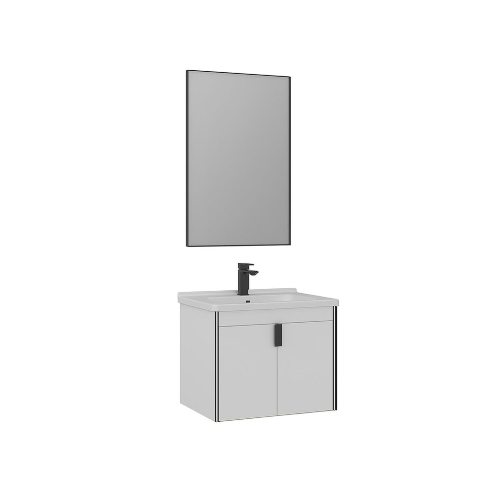 Trio 65 cm Kapaklı Asma Banyo Dolabı Takımı