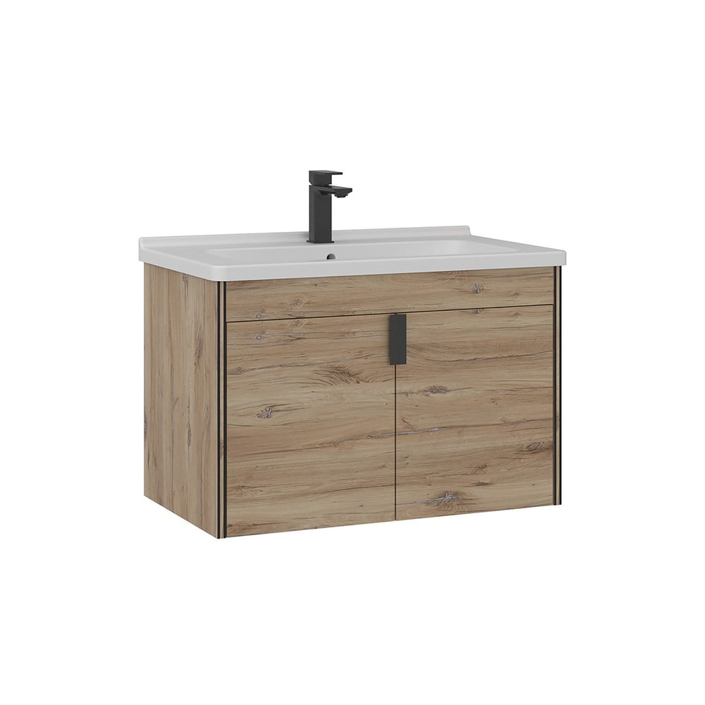 Trio 80 cm Asma Lavabolu Banyo Alt Dolabı Kapaklı