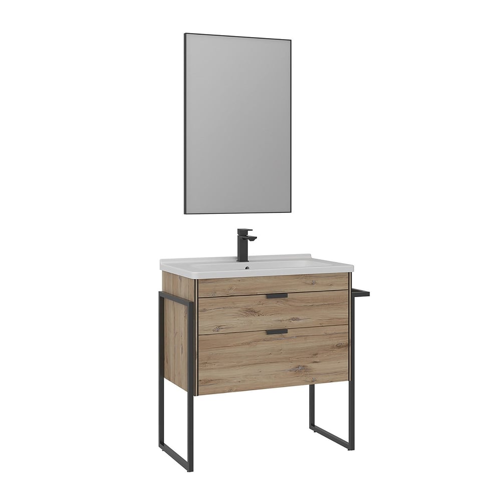 Trio 80 cm Çekmeceli Ayaklı Banyo Dolabı Takımı