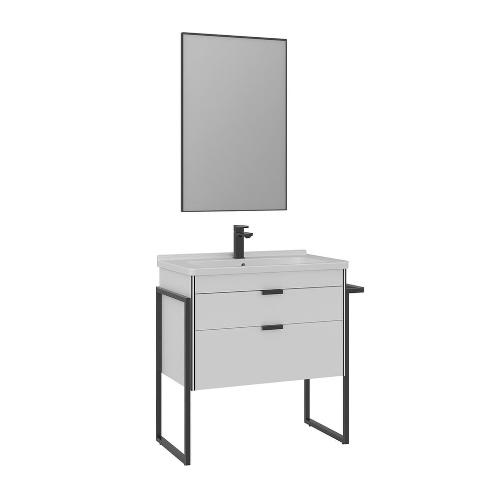 Trio 80 cm Çekmeceli Ayaklı Banyo Dolabı Takımı