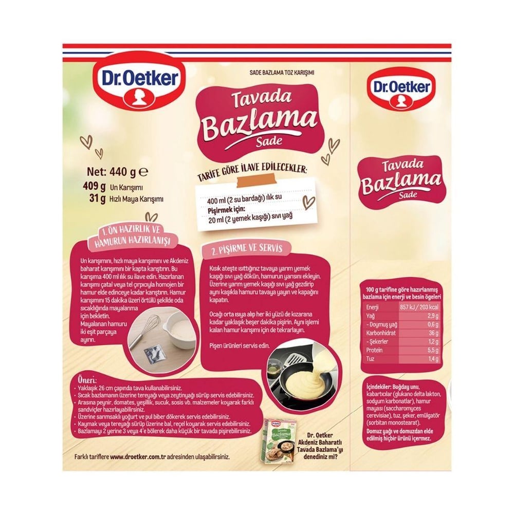 Dr. Oetker Tavada Bazlama Sade 440 gr
