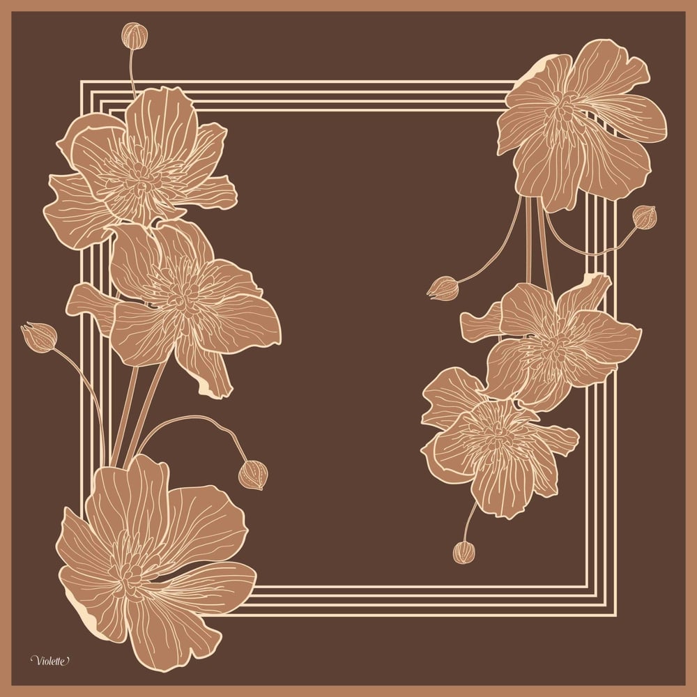 CHIARA KAHVE  TİVİL İPEK EŞARP 90x90