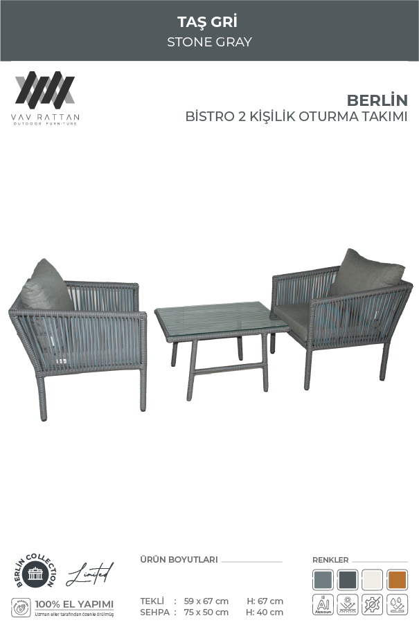 Berlin 2 Kişilik Oturma Takımı