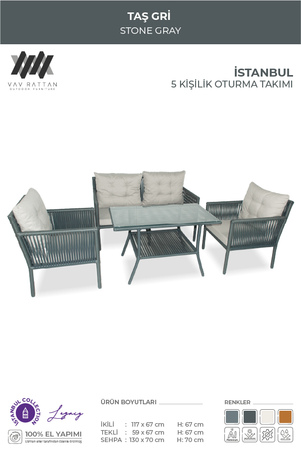 İstanbul 5 Kişilik Oturma Takımı