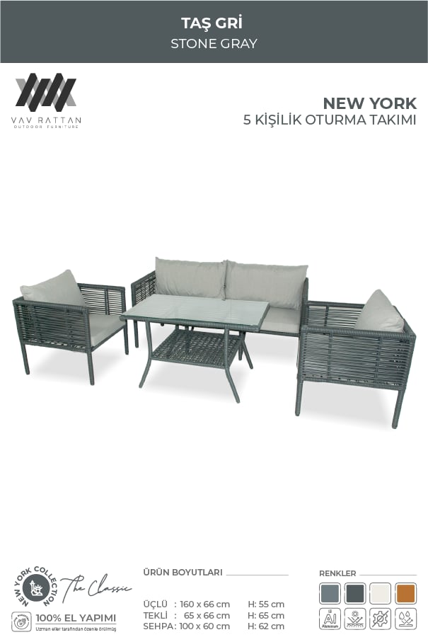 New York 5 Kişilik Oturma Takımı