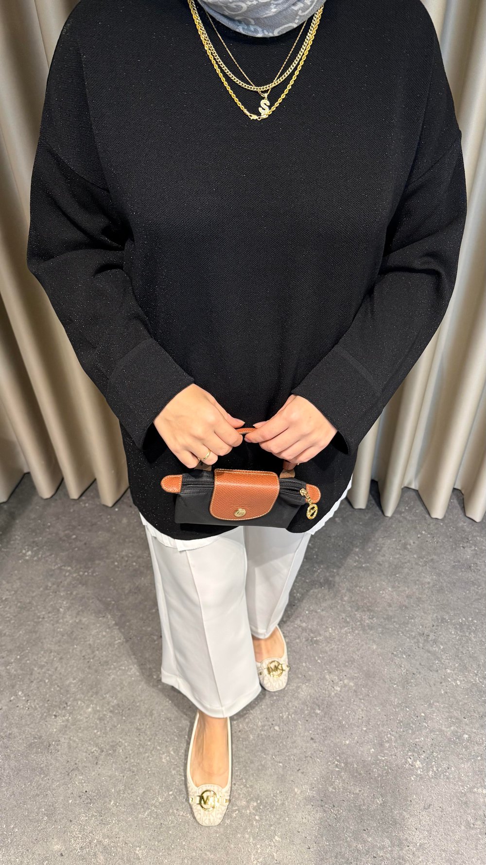 Simli triko kazak siyah 