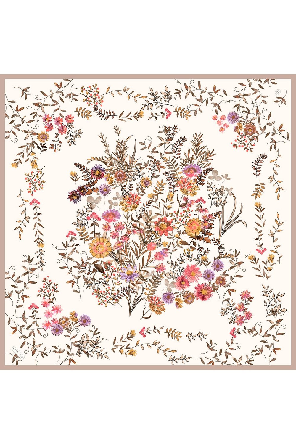 Arajman Desenli Twill İpek Eşarp