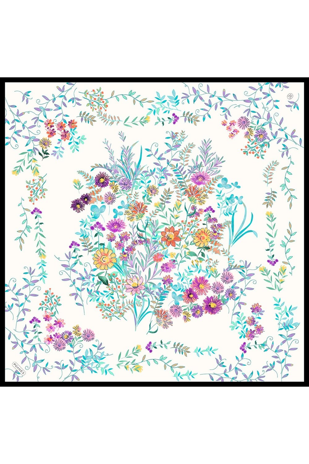 Arajman Desenli Twill İpek Eşarp