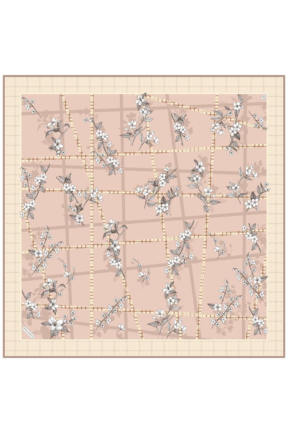 Bahar Dalı Desenli Twill İpek Eşarp