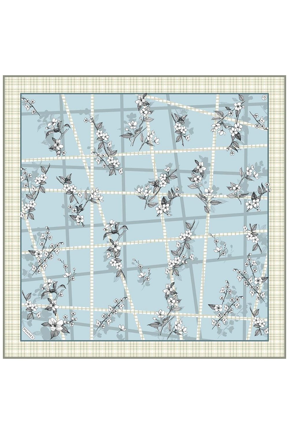 Bahar Dalı Desenli Twill İpek Eşarp