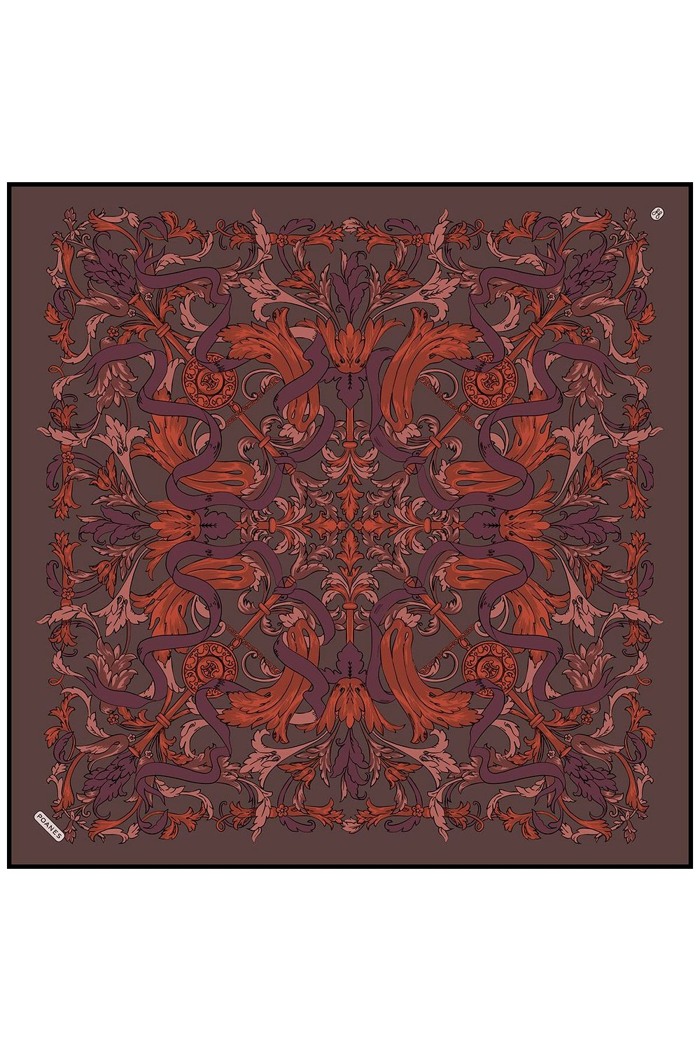 Barok Kurdele Desenli Twill İpek Eşarp