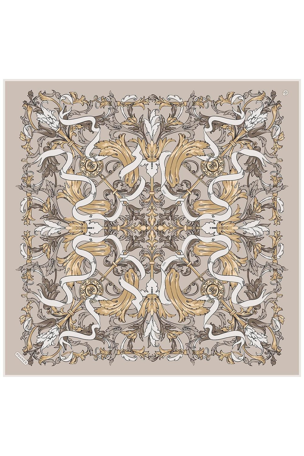 Barok Kurdele Desenli Twill İpek Eşarp