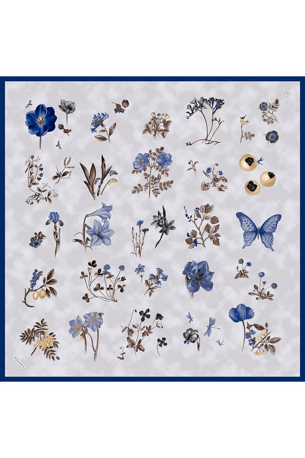 Botanik Desenli Twill İpek Eşarp