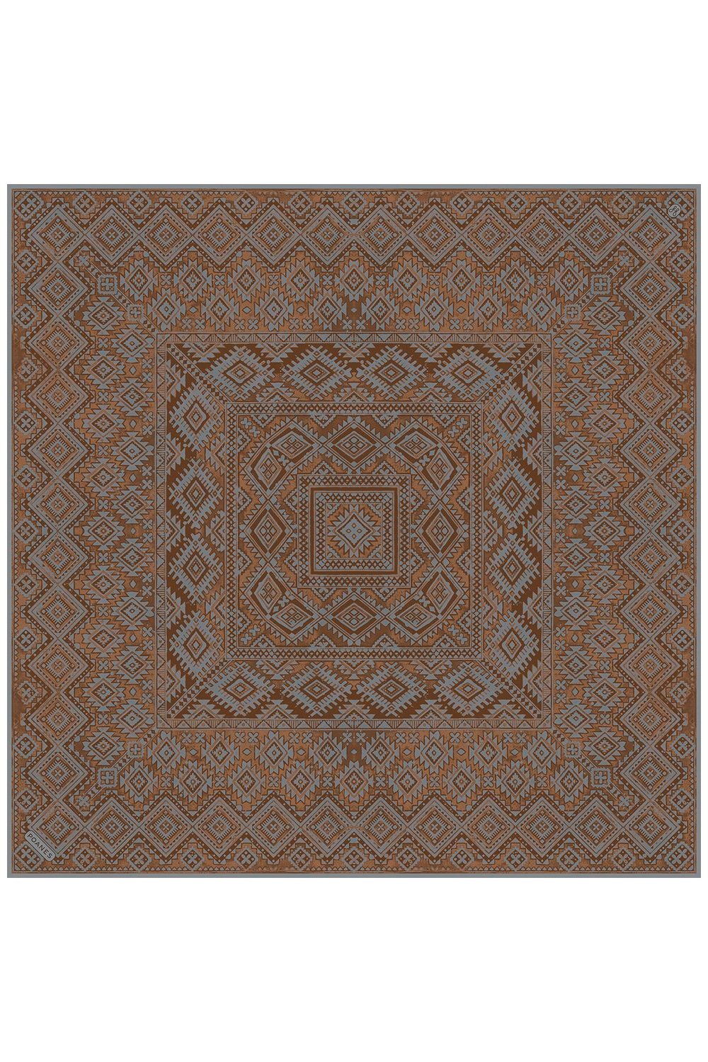 Etnik Desenli Twill İpek Eşarp
