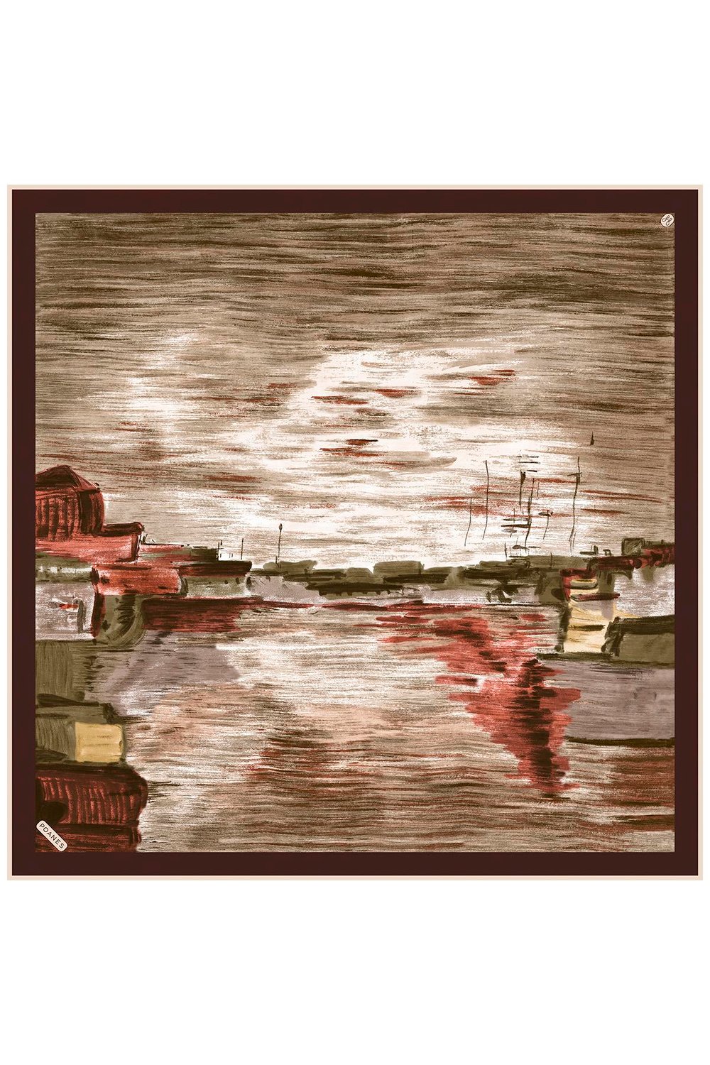 Günbatımı Desenli Twill İpek Eşarp